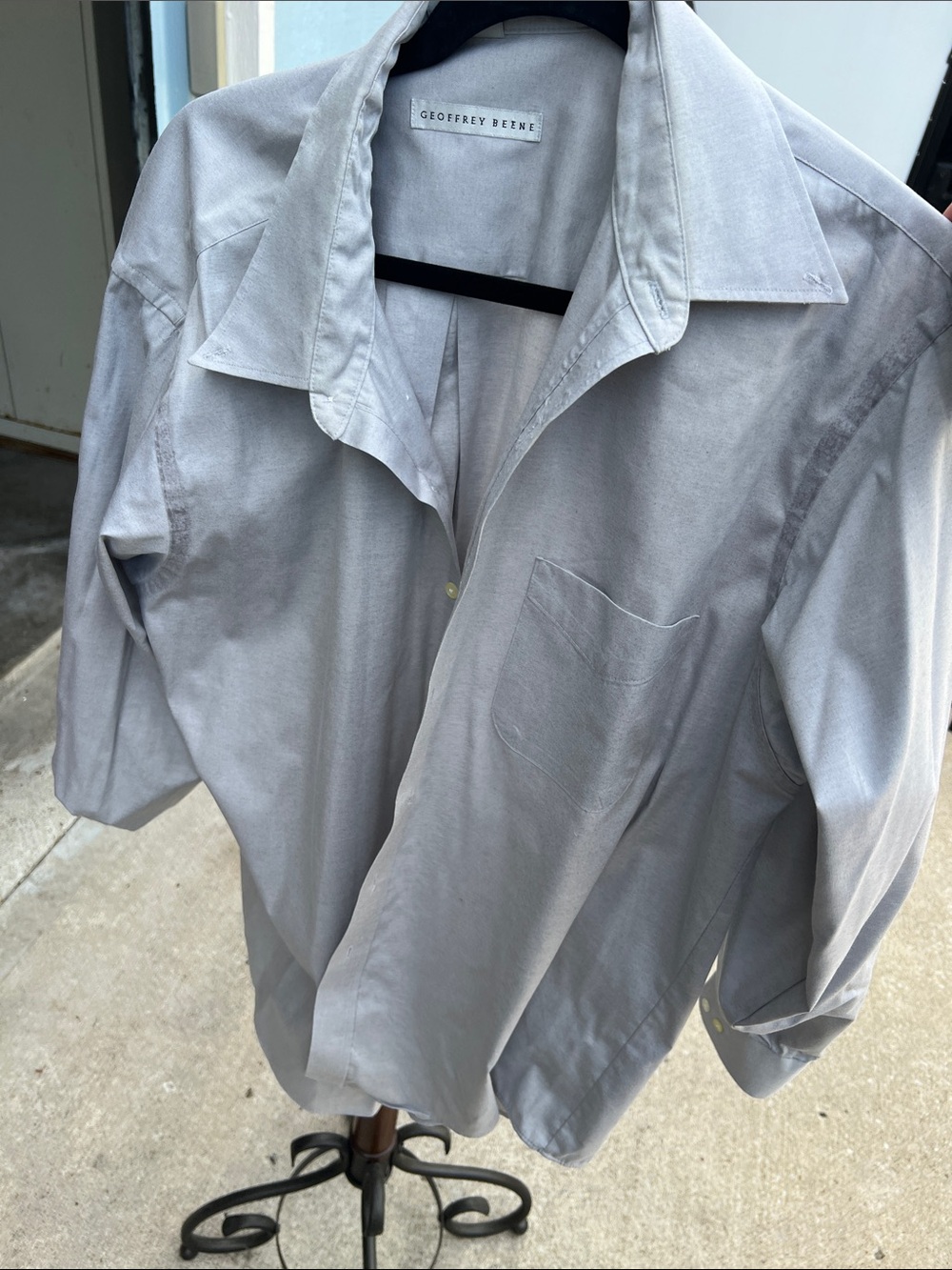 Geoffrey Beene Light Gray Men's Dress Shirt